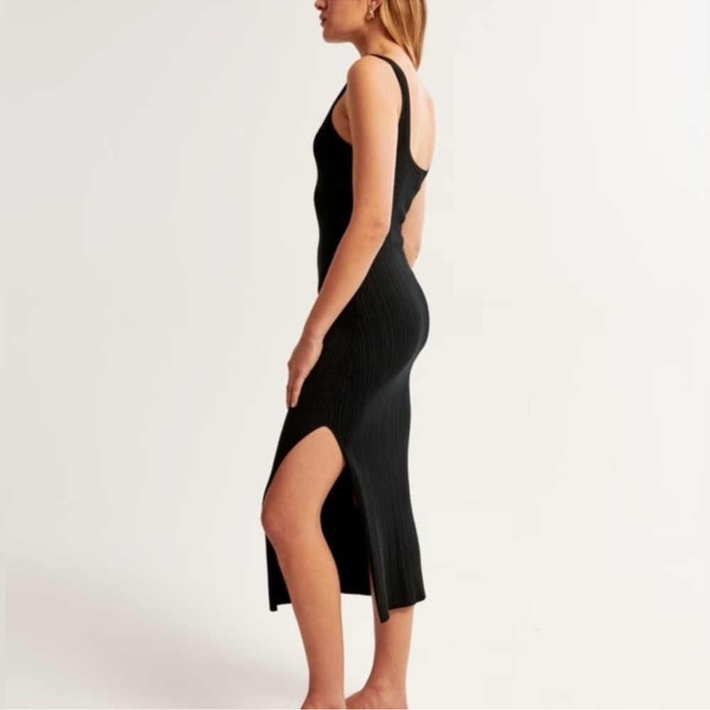 Abercrombie & Fitch Ribbed Midi Sweater Black Dress Size XL - Picture 3 of 10